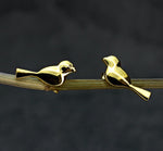Vogelpaar Mini Ohrstecker - 925 Sterling Gold Vergoldet - OHR925-137