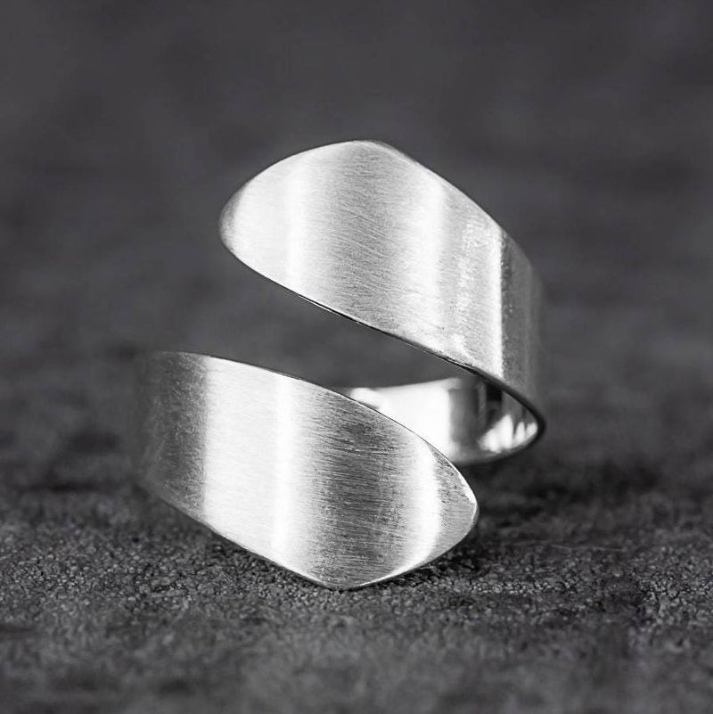 Winding Ring Spiral Ring - 925 Sterling Silver Size Justerbar - Eleganta Minimalistiska Smycken - RG925-10