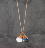 Labradorite Moonstone halsband - 925 Sterling Rose Gold Guldpläterad kedja - K925-144