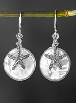 Sjöstjärna pärlemor örhängen-nätta Silver lyxiga minimalistiska smycken Vit-feminina örhängen-OHR925-56