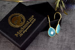 Aquamarine Gold Örhängen - 925 Sterling Gilded Luxurious Gem Örhängen - Ear925-87
