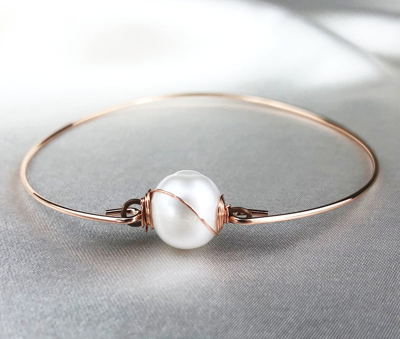 Bracelet perle d'eau douce - rose or plaqué perle d'or véritable mariée demoiselle d'honneur mariage bijoux de mariée - retarm - 19