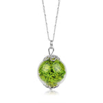 Green Moss Necklace - Terrarium 925 Sterling Silver Botanical Chain - K925-140