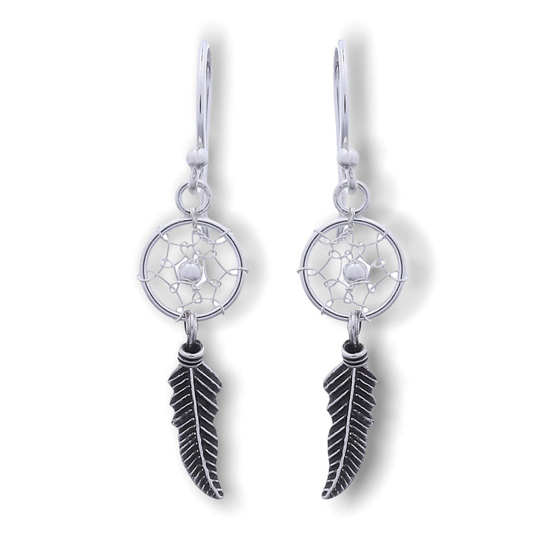 Dream Catcher örhängen - 925 Sterling Silver Tribal Boho Shaman indiska smycken-OHR925-42