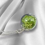 Grünes Moos Halskette - Terrarium 925 Sterling Silber Botanische Kette - K925-140