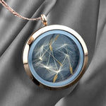 Pustflumen frön glas medaljong - 925 Sterling rosegold symboliska smycken - K925-115