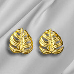 Boucles d'oreilles Monstera Feuille de feuilles - Boucles d'oreilles exotiques de 925 plaquées or dorées - EPA925-76