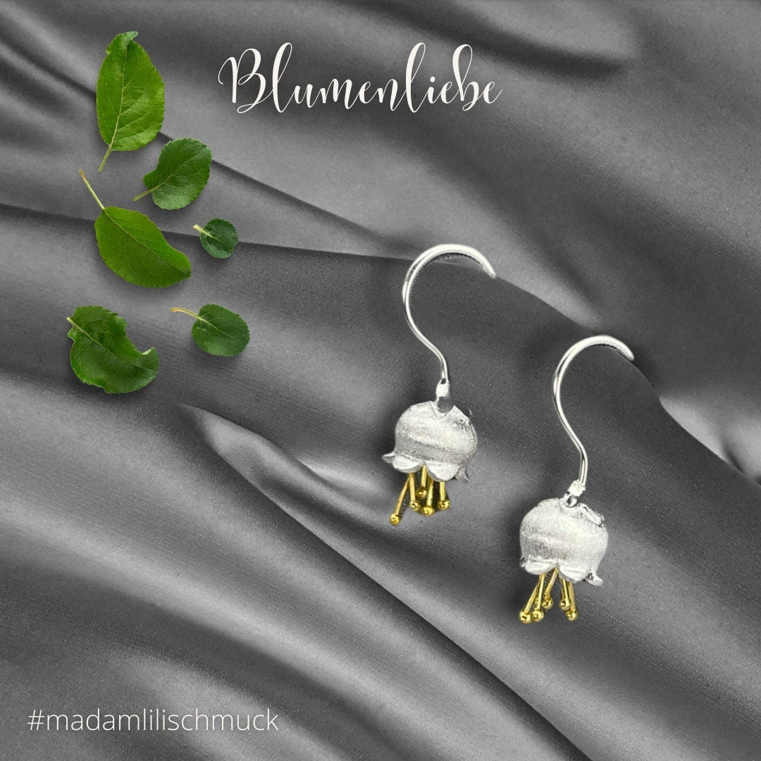 Antik Floral Brosche Silber 835 Maiglöckchen Strauss (Gebraucht) In
