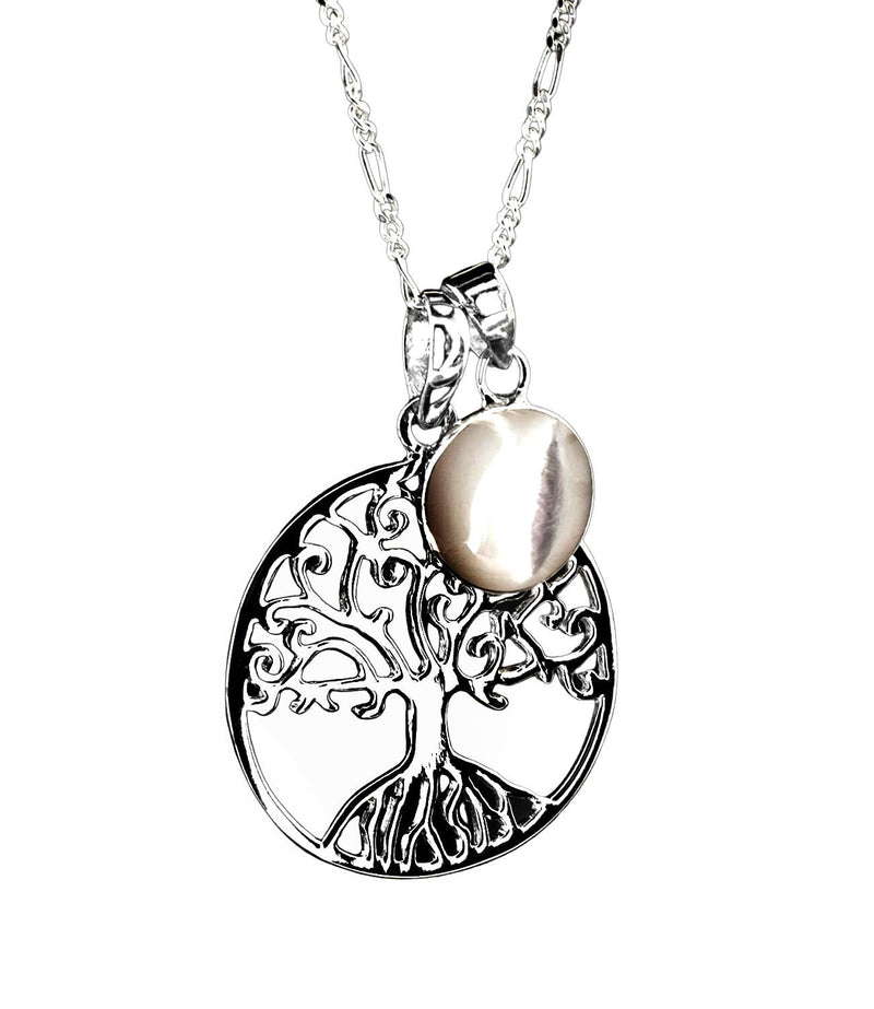 Habitat Tree & perlmutt 925 Silver chain - MARITIM Natural Jewelry elegant Collier - k925 - 49