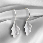 Autumn leaves silver earrings - 925 sterling matt leaves 3D earrings - Ear925-30
