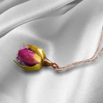 Äkta Rose halsband-romantiska smycken gjorda av 925 Sterling Rose Gold Plated-naturliga smycken-K925-50