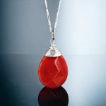 Jade gouttes argent-chaîne-925 Sterling Granatapfel cristal Rote Edelstein Halskette-K925-42