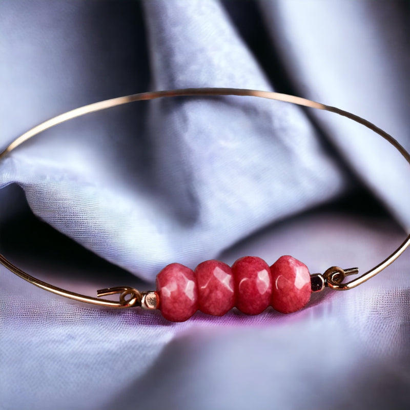 Jade Rondellen Bangle-Rose guldpläterade granatäpple röd ädelsten smycken-RETARM-47
