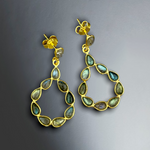 Boucles d'oreilles Gemstone Multi Labradorite - 925 bijoux de pierres précieuses de luxe dorées sterling - EAR925-100