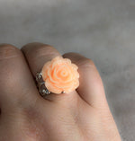 Sommerrose - Lachsrosa - Floraler Ring im Vintage Stil - VINRIN-42