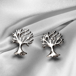 Living Tree Mini Stud Earrings - 925 Sterling Silver Minimalist Small Tree Earrings - Ear925-124