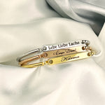 Personligt armband i rostfritt stål - Gravyr - Rosa guldfärg - RETARM-17