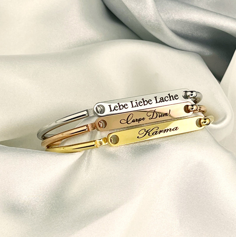 Personligt armband i rostfritt stål - Gravyr - Rosa guldfärg - RETARM-17
