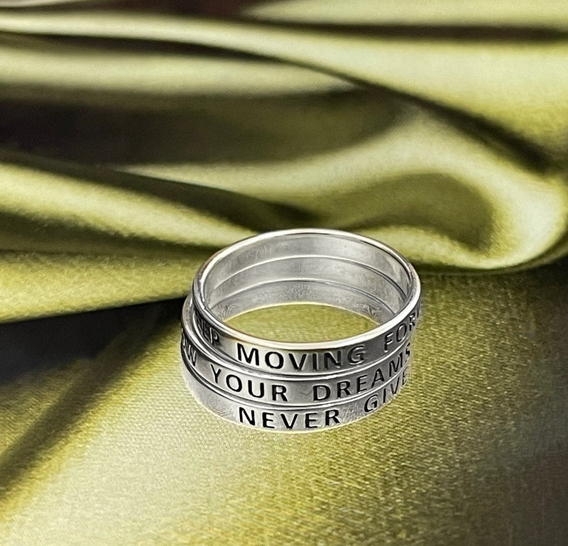 Älskar resan Ring - 925 Sterling Silver gravyr stämpel Finger Ring-RG925-55