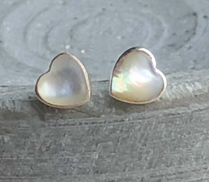 Mini 925 Sterling Silver pärlemor örhängen hjärtan