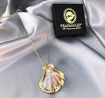 Vergoldete 925 Sterling Silberkette mit echtem Muschelanhänger und Süsswasserperle für den perfekten sommerlichen Look - K925-111