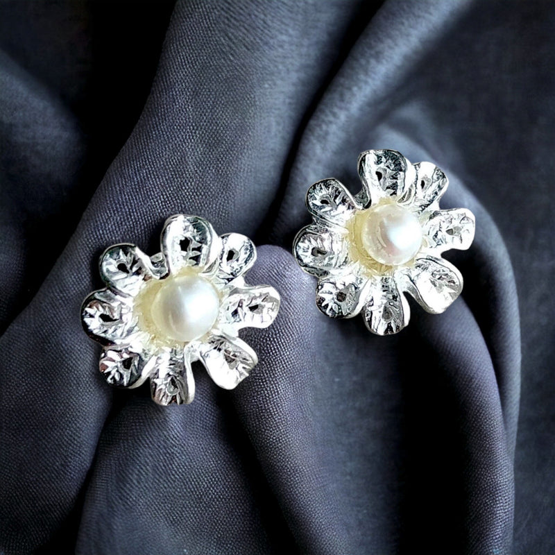 Brud smycken pärlstav blommor örhängen 925 Sterling Silver-OHR925-76