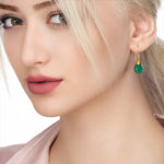 925 Silver gold plated earrings "Green Onyx"-OHR925-72