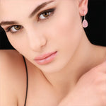 925 Sterling Silver Rose Quartz Örhängen - Elegant Gemstone Smycken Ear925-102