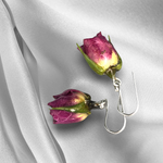 925 sterling silver örhängen med riktiga rosor