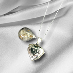 925 Silber Echte Pusteblumen Kette mit Herz-Medaillon "I love you" - K925-101