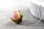 Echte Rose Anhänger Rosa - 925 Sterling Silber Halskette - Naturschmuck - K925-40