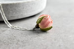 Echte Rose Anhänger Rosa - 925 Sterling Silber Halskette - Naturschmuck - K925-40