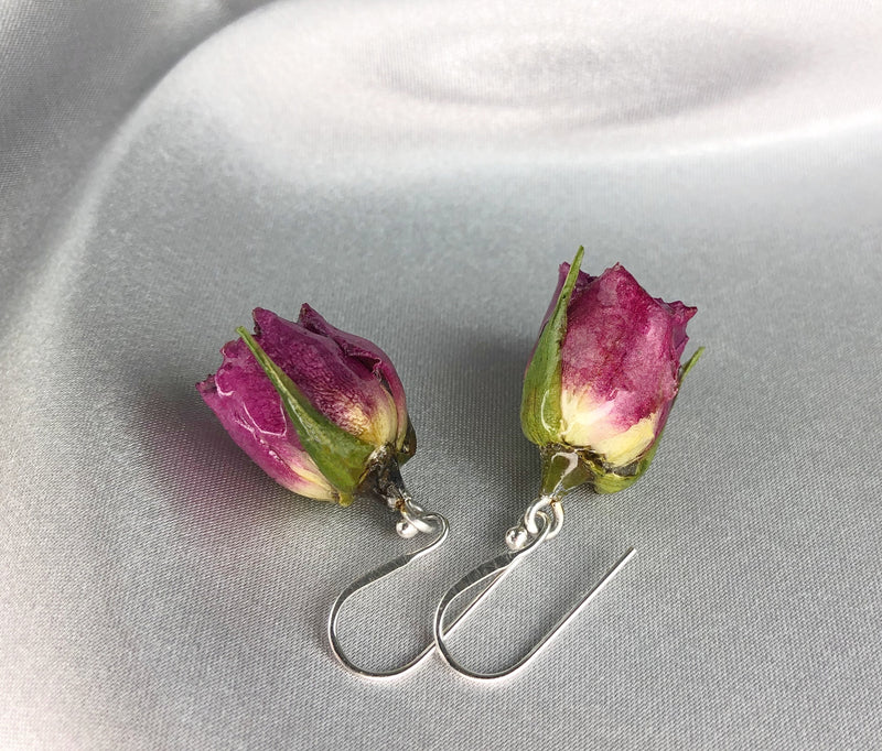Echte Kleine Rosen Ohrringe - 925 Sterling Silber - OHR925-36