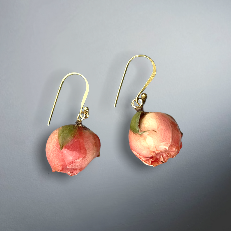 Eleganta äkta rosor Örhängen - 925 Sterling Förgyllda örhängen - PR079