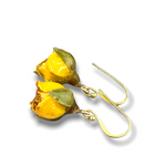 Echte Mini Rosen Ohrringe - Safrangelb - 925 Sterling Gold Vergoldet - OHR925-22