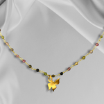 Collier de papillon en or tourmaline - Pendentif de métamorphose à gradient de pierres précieuses - VIK-106