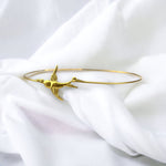 Swallow Flight Gold Bangle - Gold Plated Bird Swallow Freedom Moving Railroad Globetrotter Playful Jewelry - Retarm 50