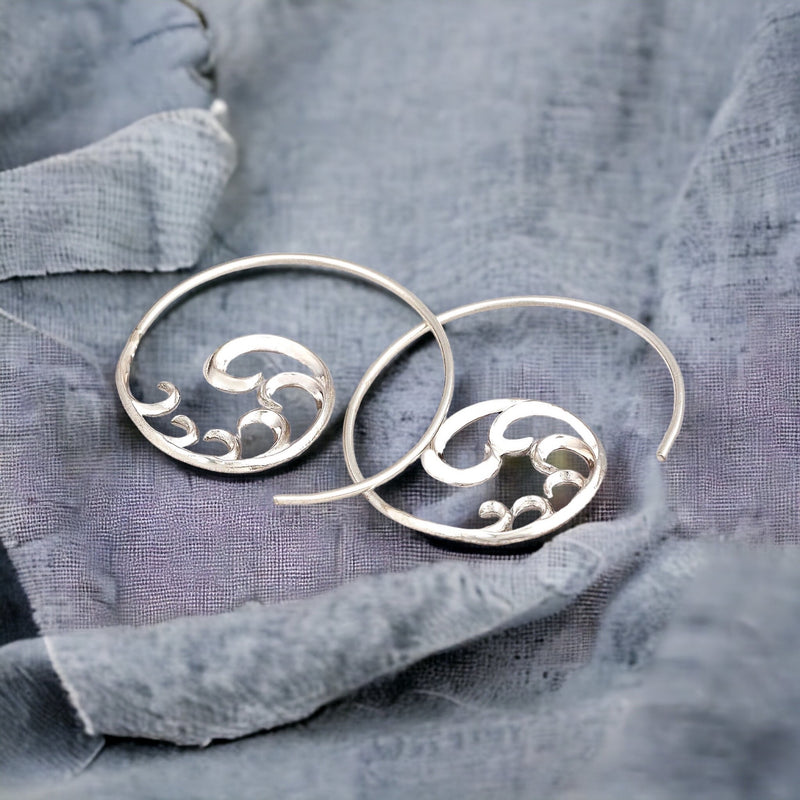 925 Sterling Silver "Ornament" Spiral Örhängen - Ear925-24